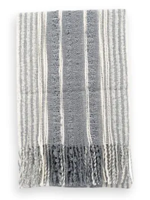 100% Baby Alpaca Boucle Scarf - Silver Cream