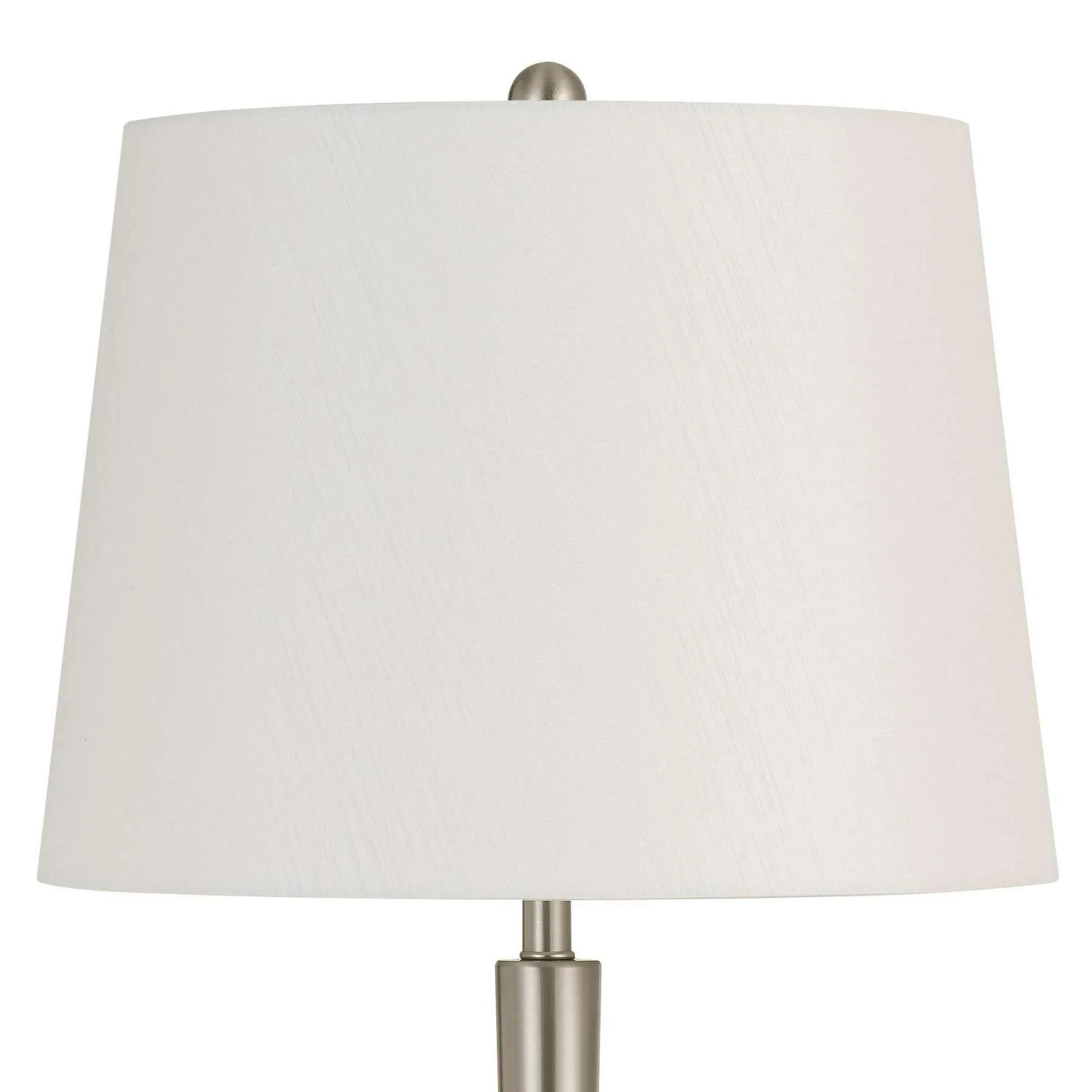 150W Metal Table Lamp With Oval Shade And 2 Usb Outlets, White And Silver By Benzara