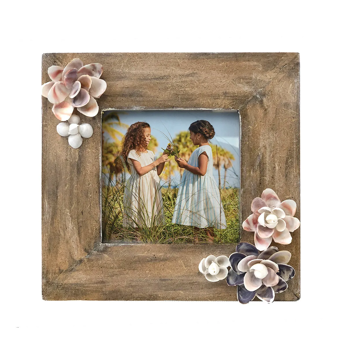 3 in. x 3 in. Wood & Shell Picture Frame