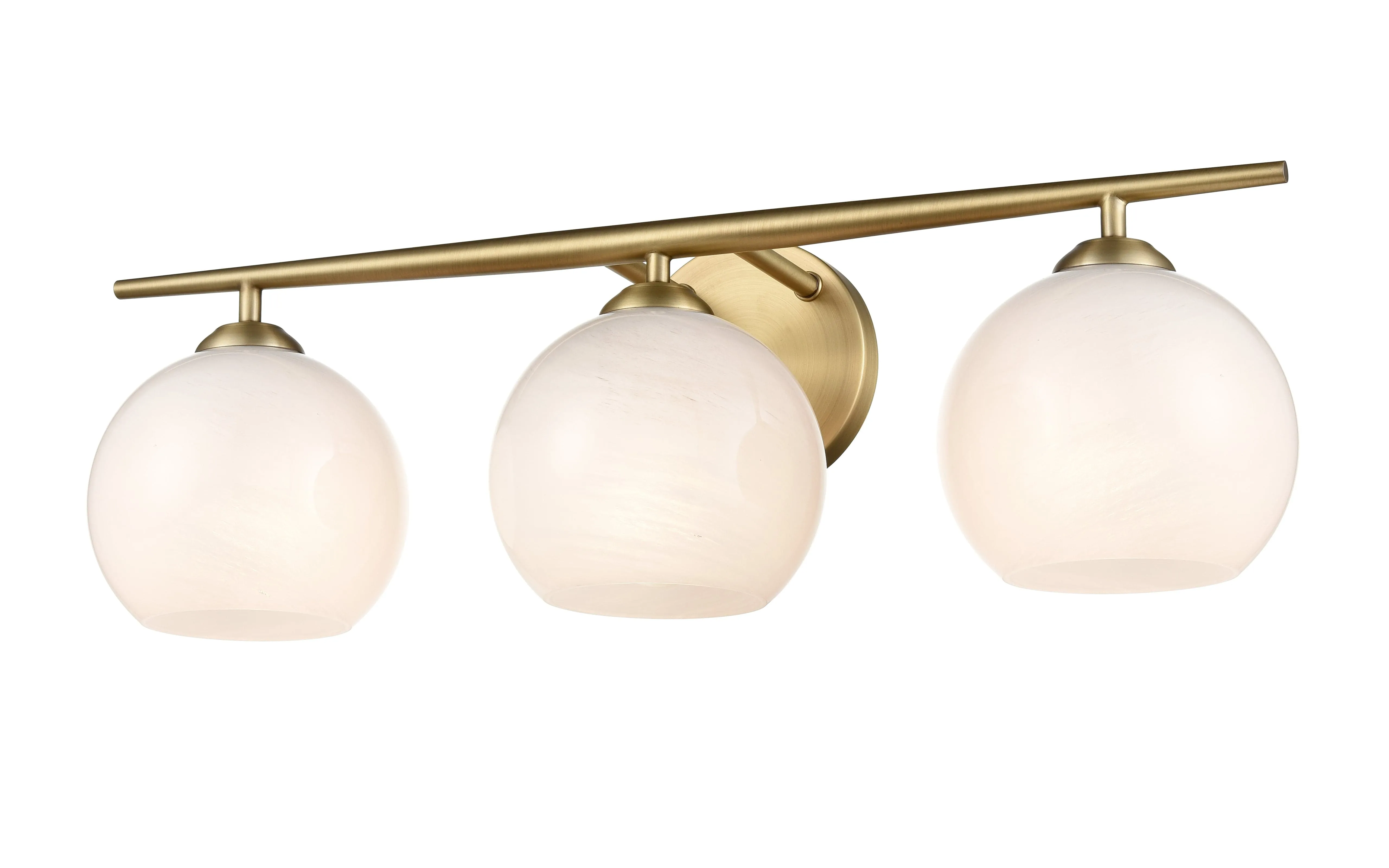 3 Lamps Kimorra Vanity Light - Vintage Brass - White Cloud Glass - 23.88in. Wide