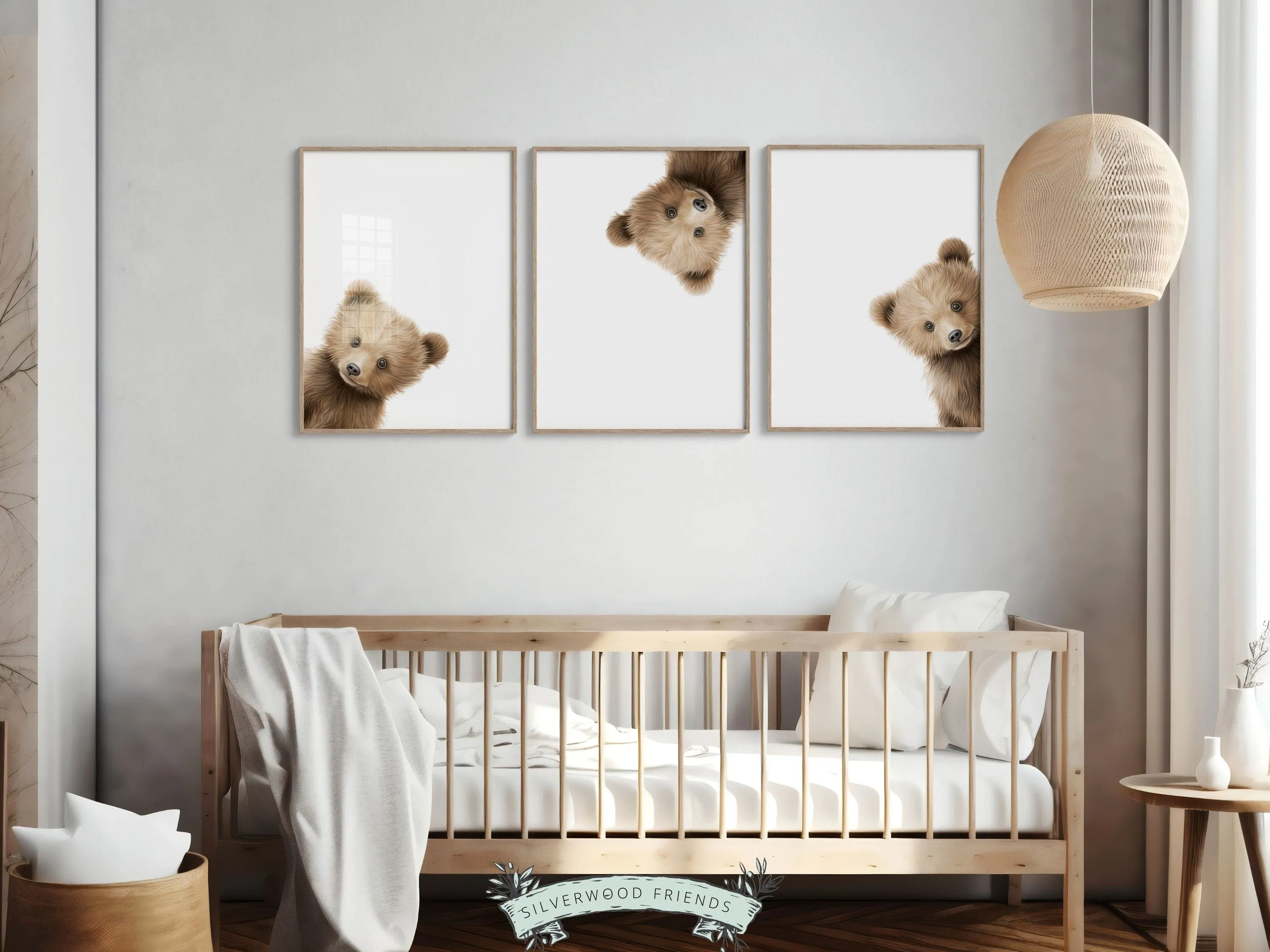 Adorable Peeking Bear Nursery Prints