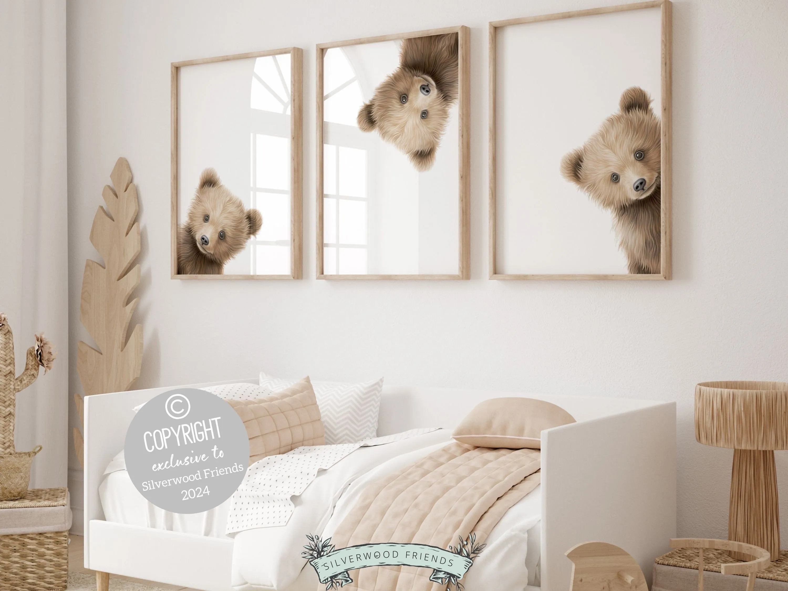 Adorable Peeking Bear Nursery Prints