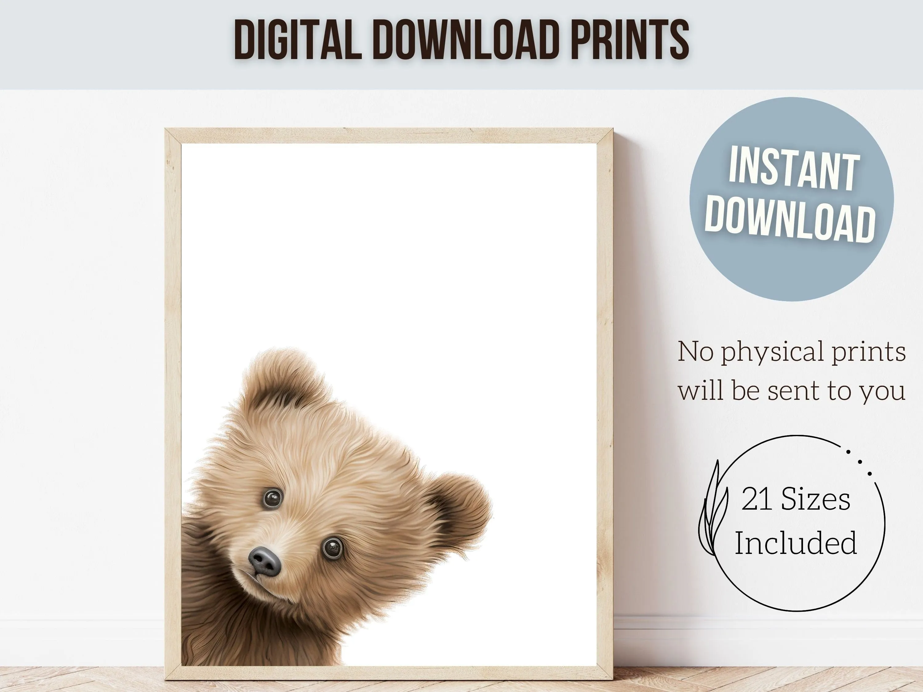 Adorable Peeking Bear Nursery Prints