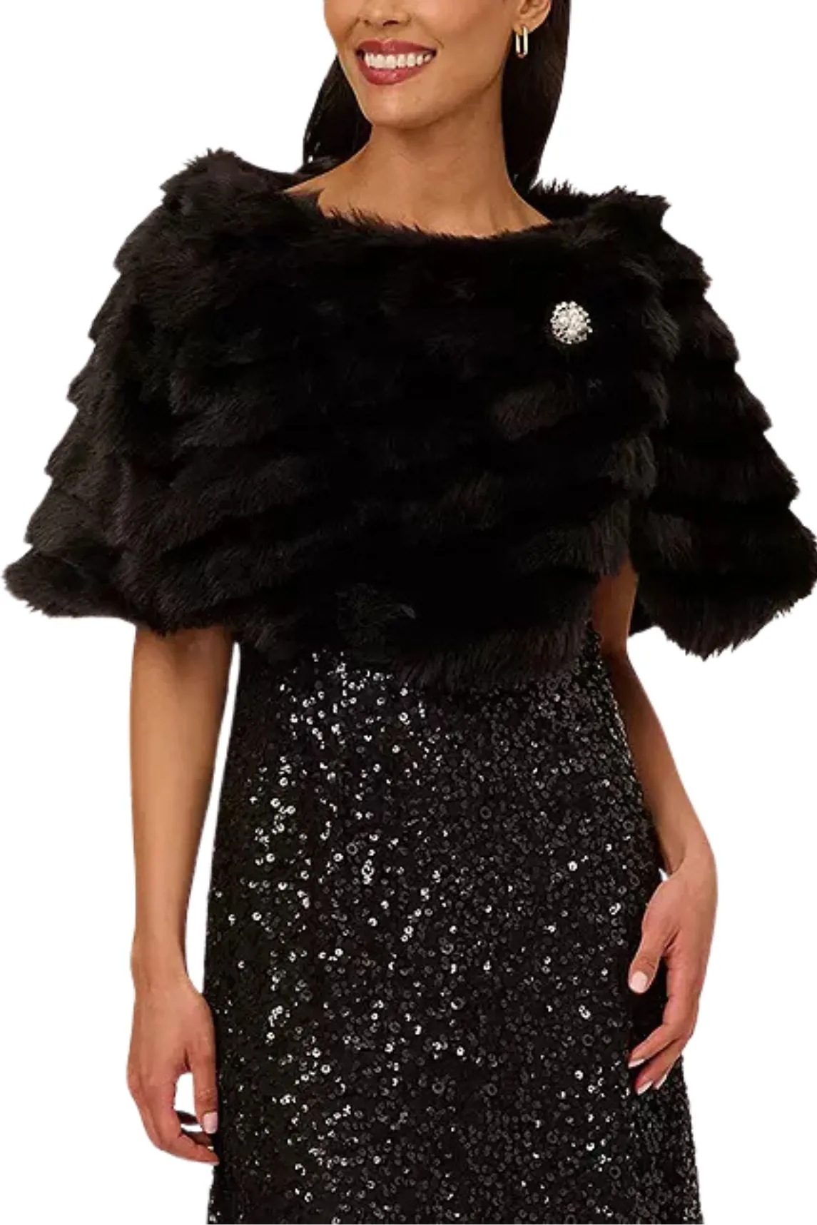 Adrianna Papell Stone Broach Faux Fur - Wholesale