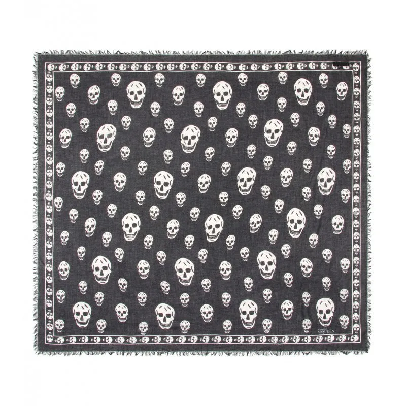 Alexander McQueen Black & white silk blend skull print scarf