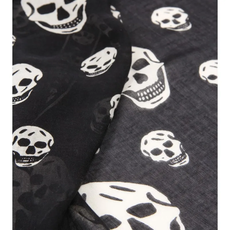 Alexander McQueen Black & white silk blend skull print scarf