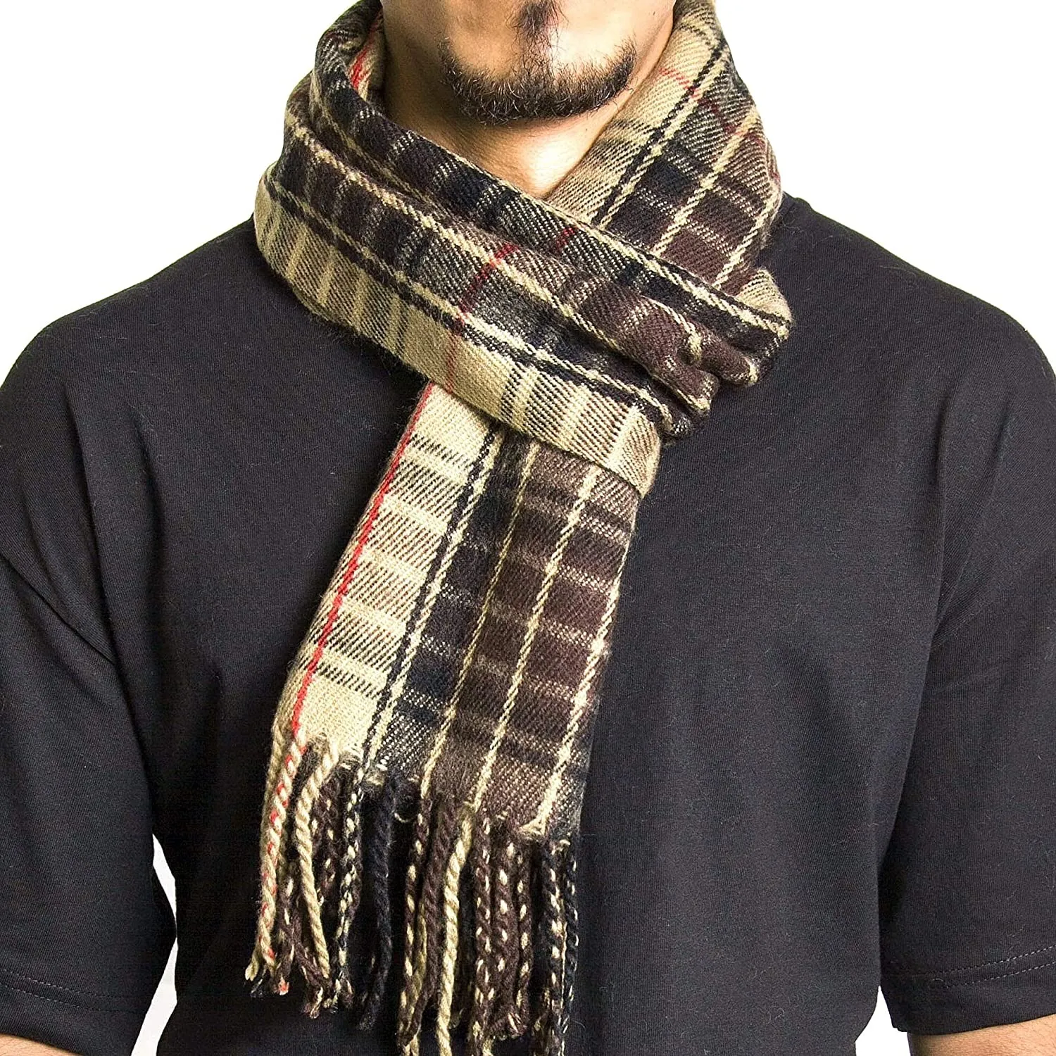 Alpine Swiss Mens Plaid Scarf Soft Winter Scarves Unisex