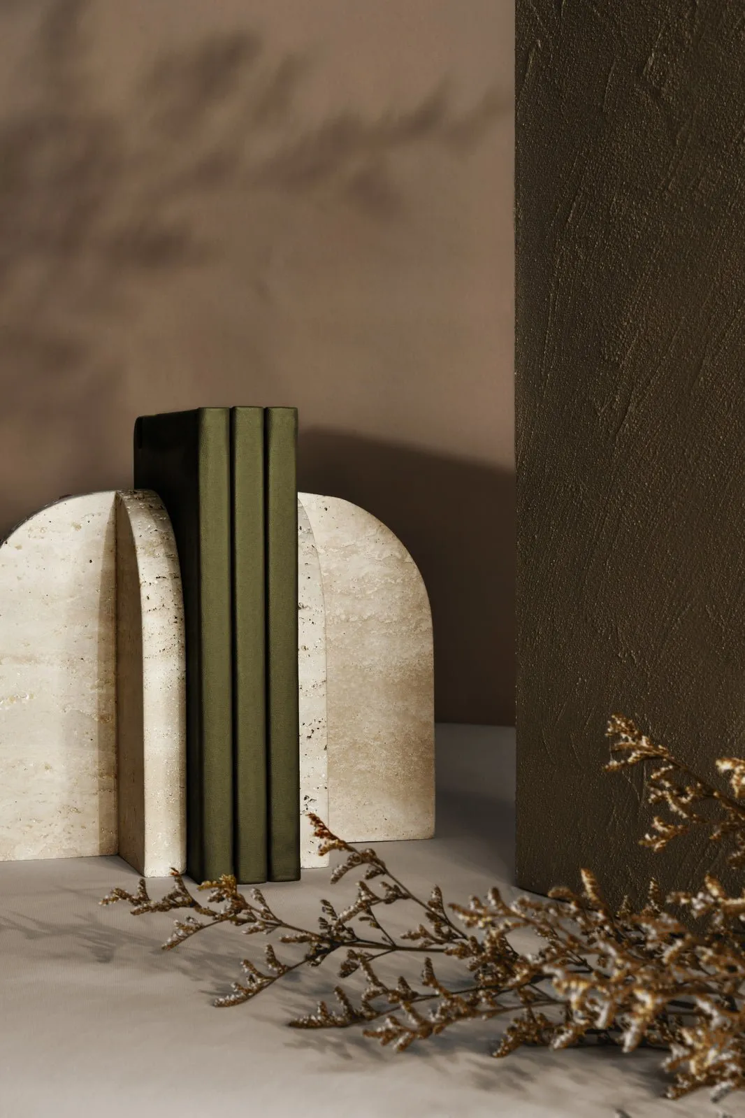 Amalfi Bookends Beige Travertine