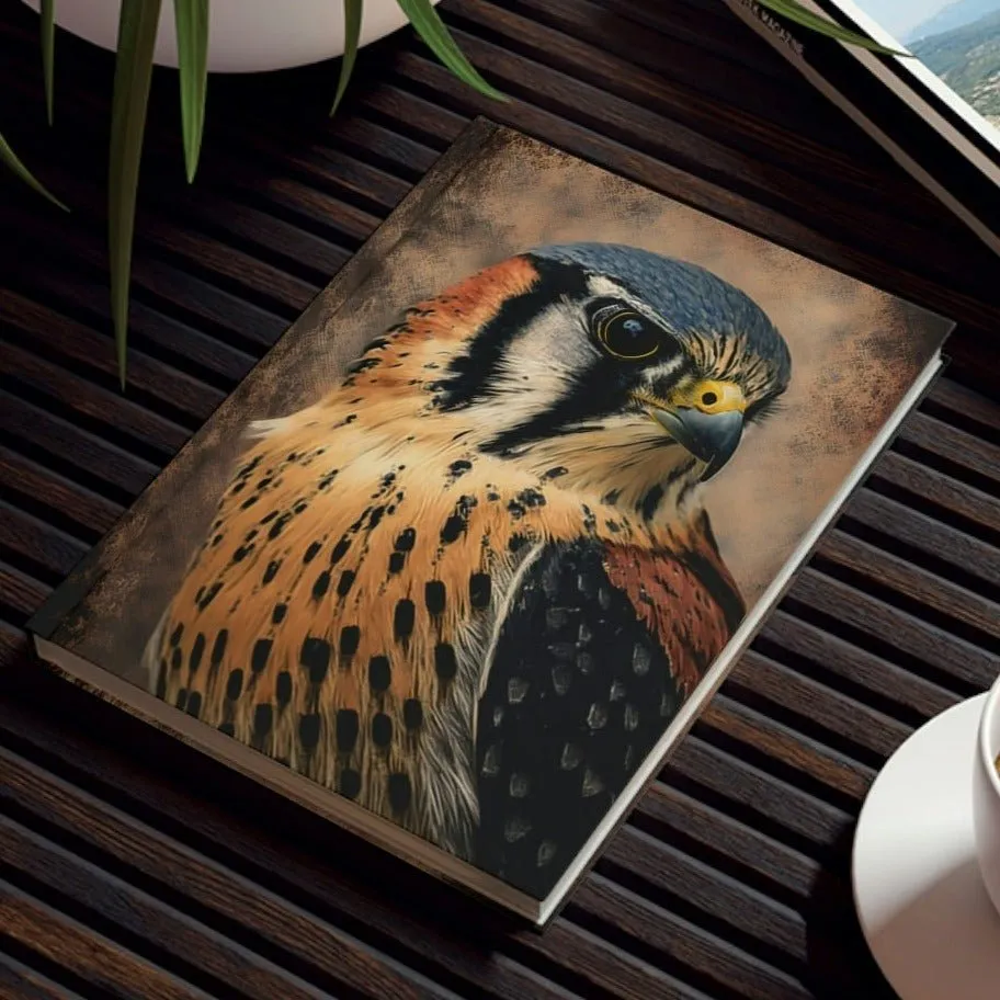 American Kestrel Portrait Hard Backed Journal