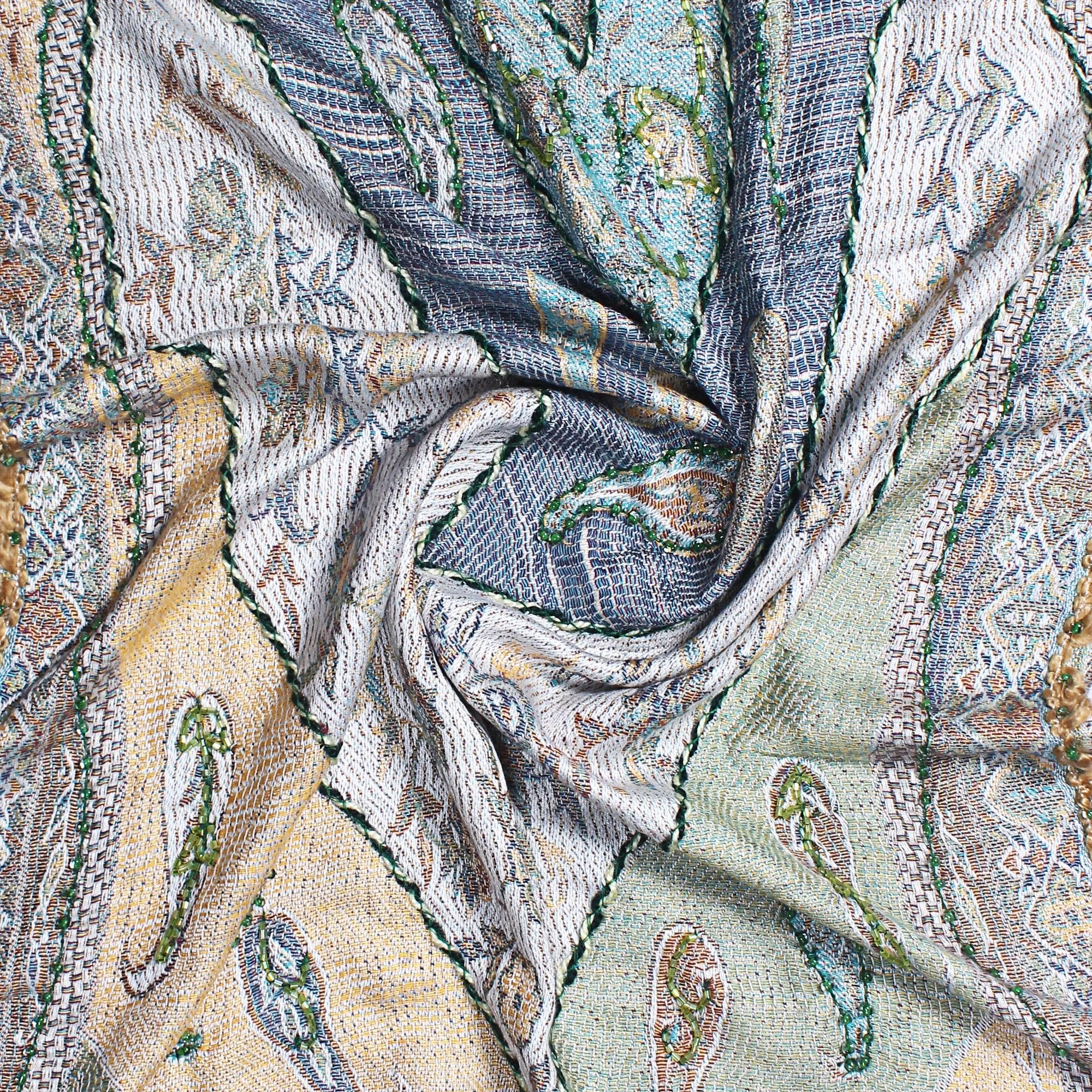 Artfully Embellished Paisley Jacquard Scarf