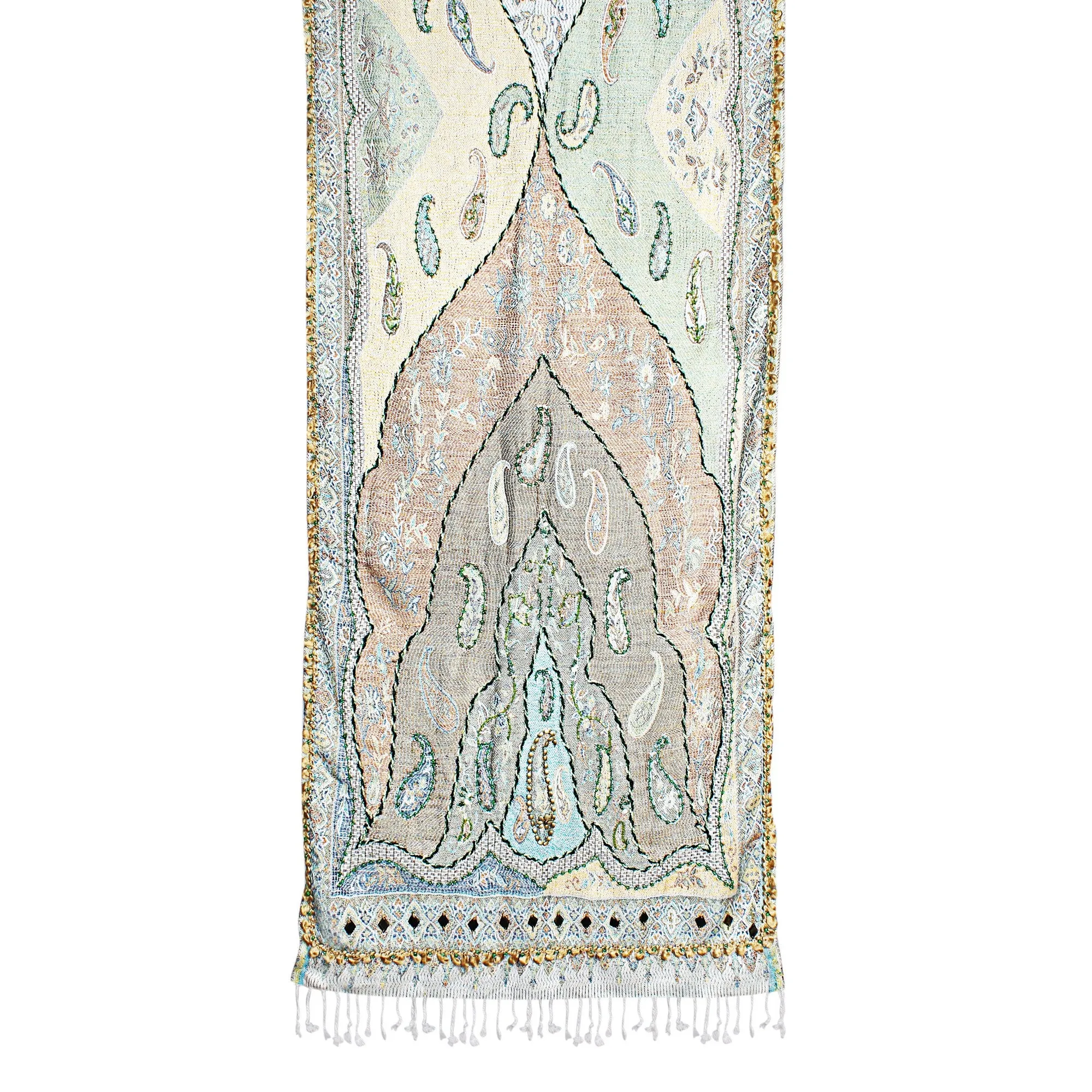 Artfully Embellished Paisley Jacquard Scarf