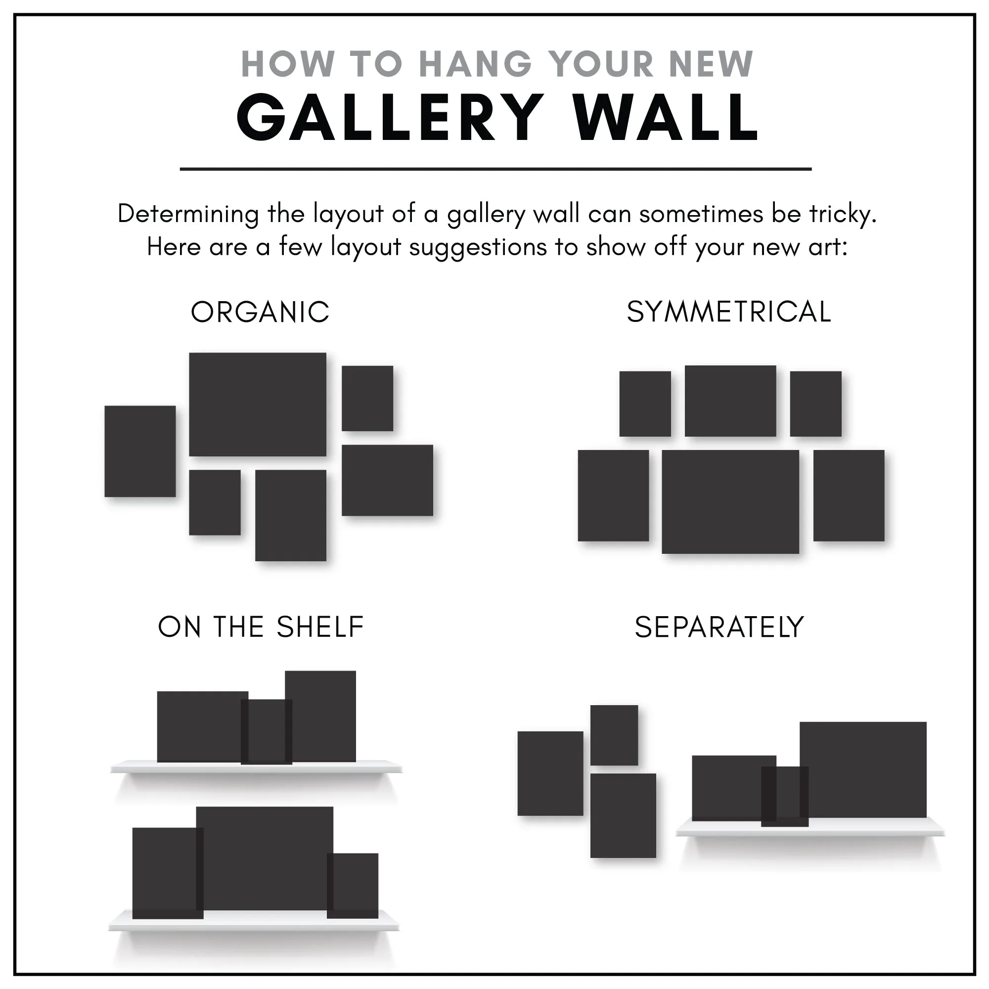 Black and White Contemporary Mixed Art - 6 Piece Framed Gallery Wall Set