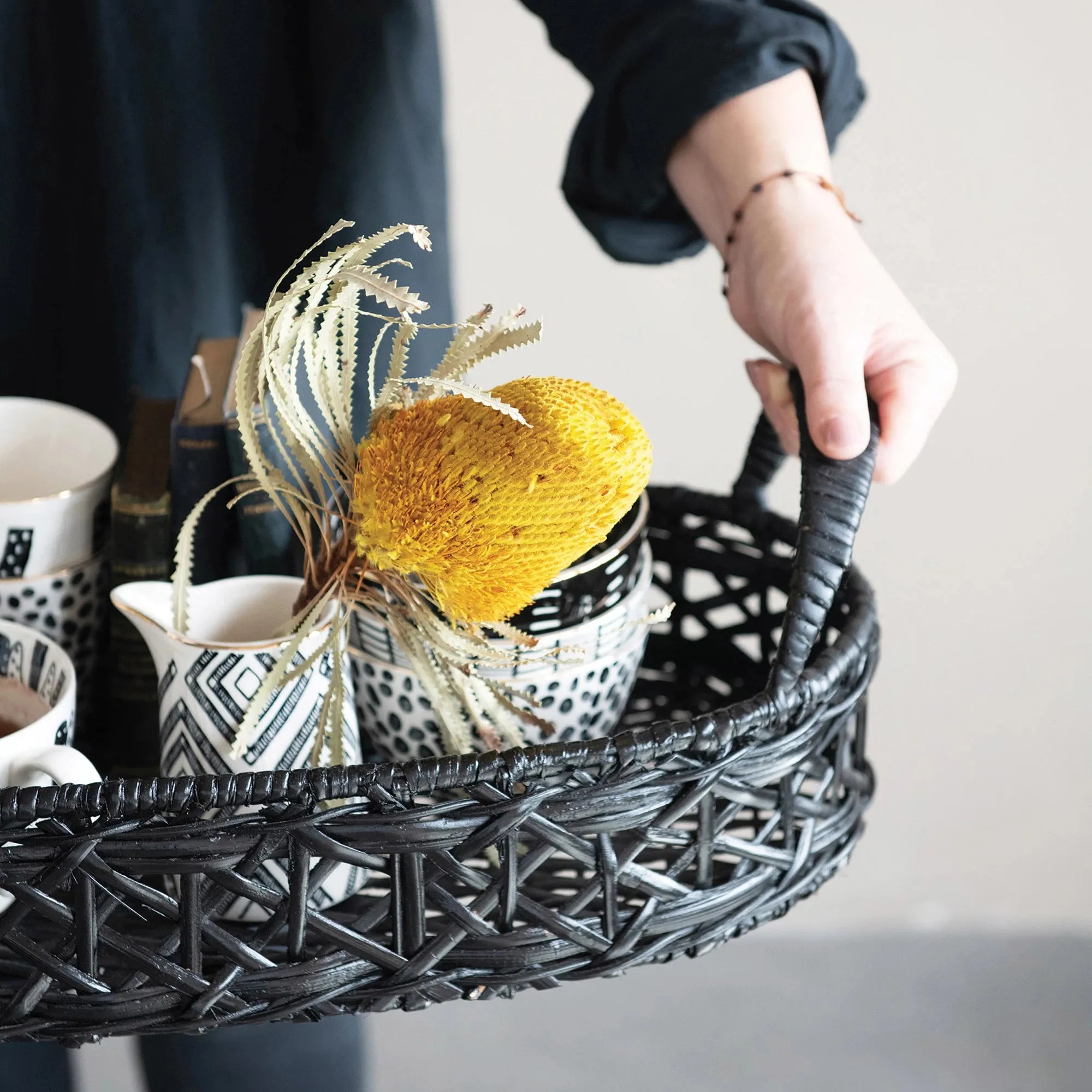 Black Rattan Tray