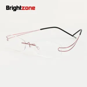 Brightzone Unisex Rimless Square Titanium Eyeglasses 4022