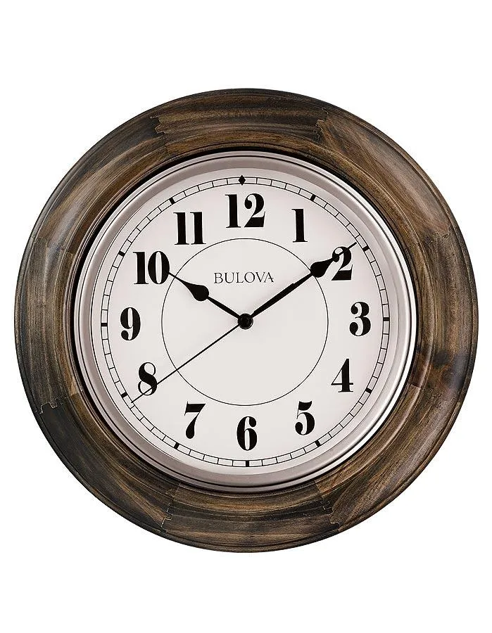 Bulova Albany Wooden Wall Clock - Dark Cherry Finish - Quiet Sweep Movement