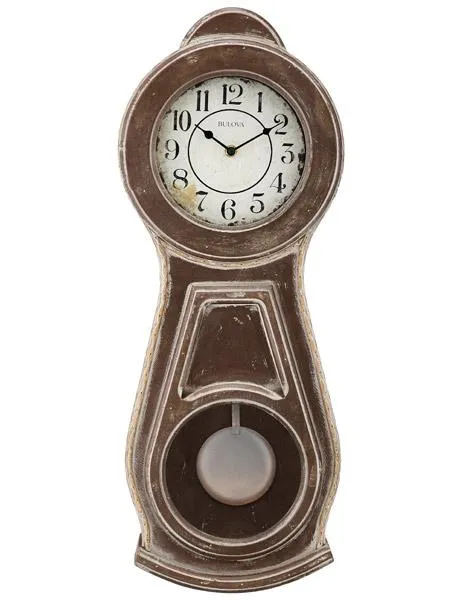 Bulova Guilford French Country Style Rustic Pendulum Wall Clock - Triple Chime