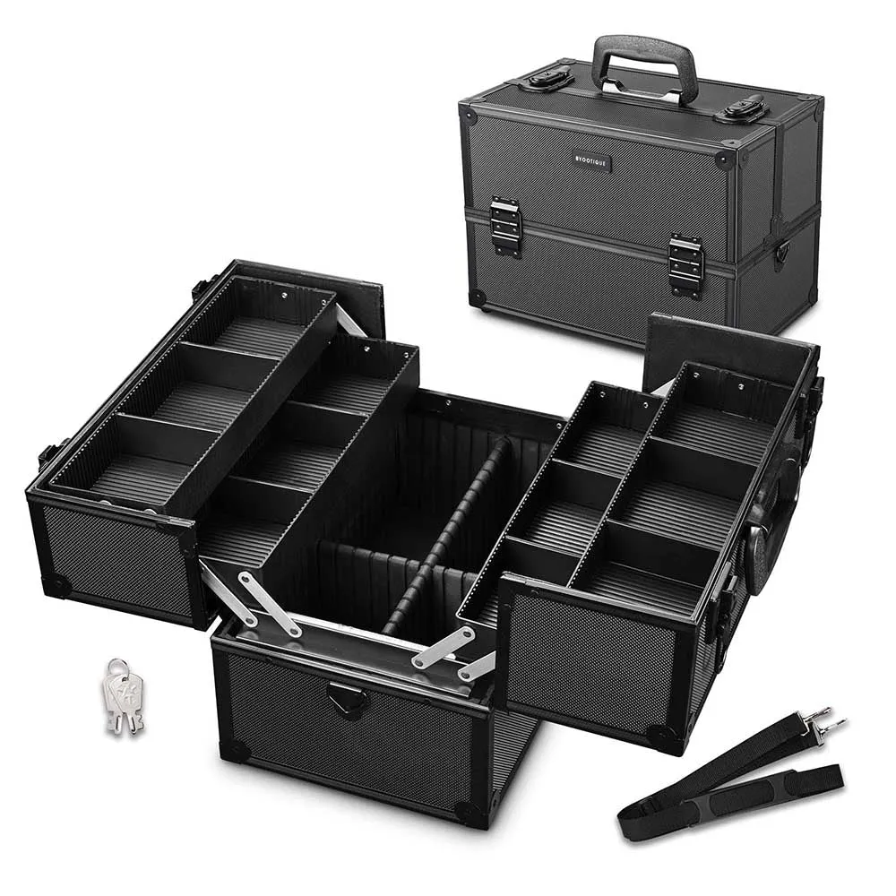 Byootique Black Key-locked Makeup Train Case with Compartment