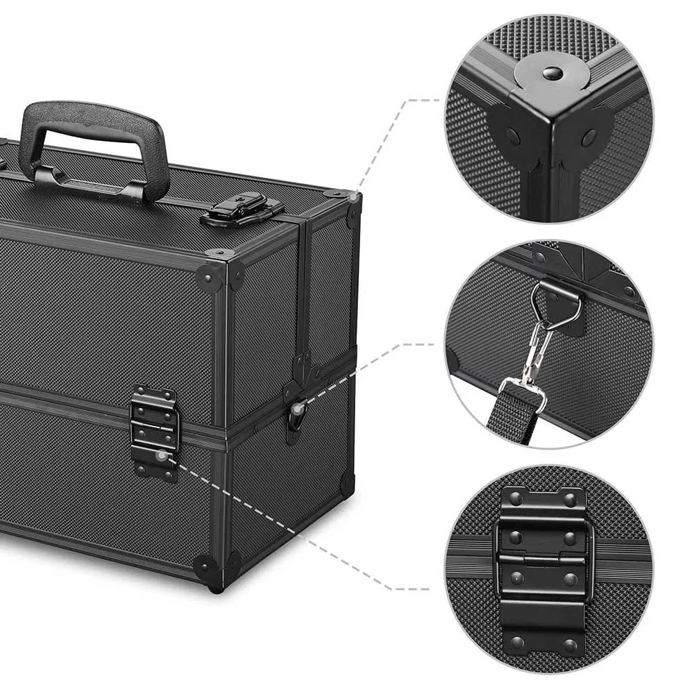 Byootique Black Key-locked Makeup Train Case with Compartment