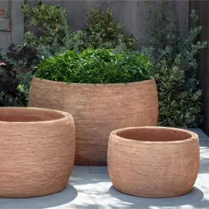 Campania International Denali Low Planter in Terra Cotta set of 3