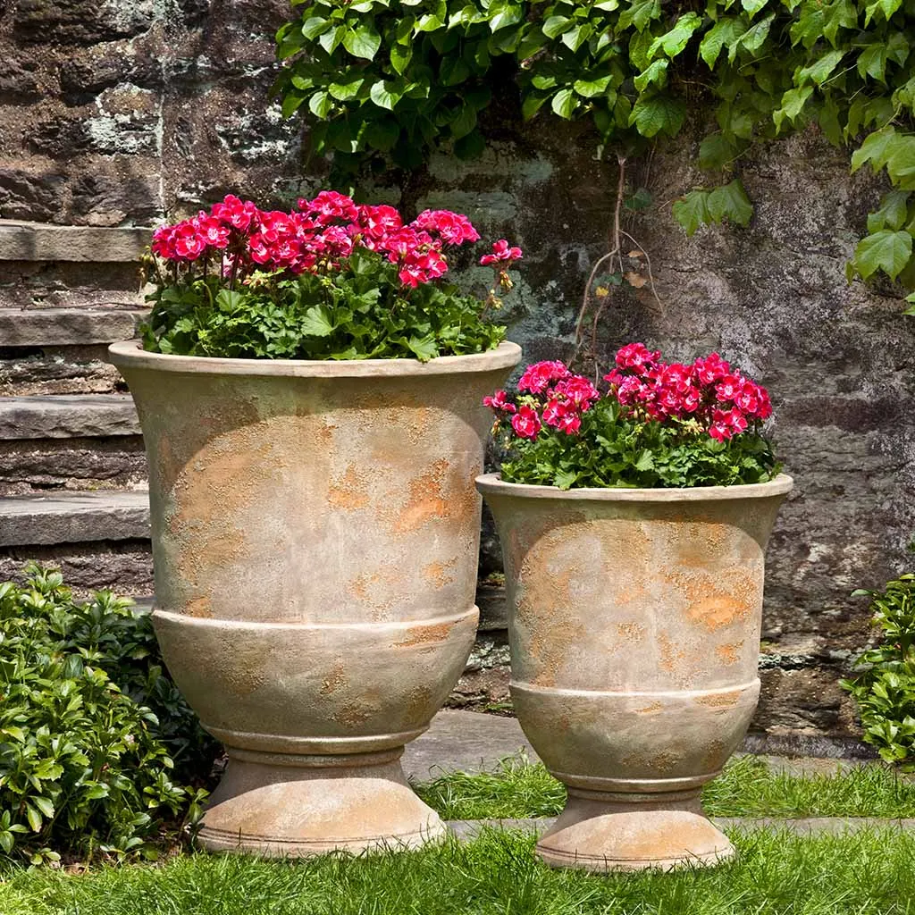 Campania International Lipari Urn in Antico Terra Cotta set of 2