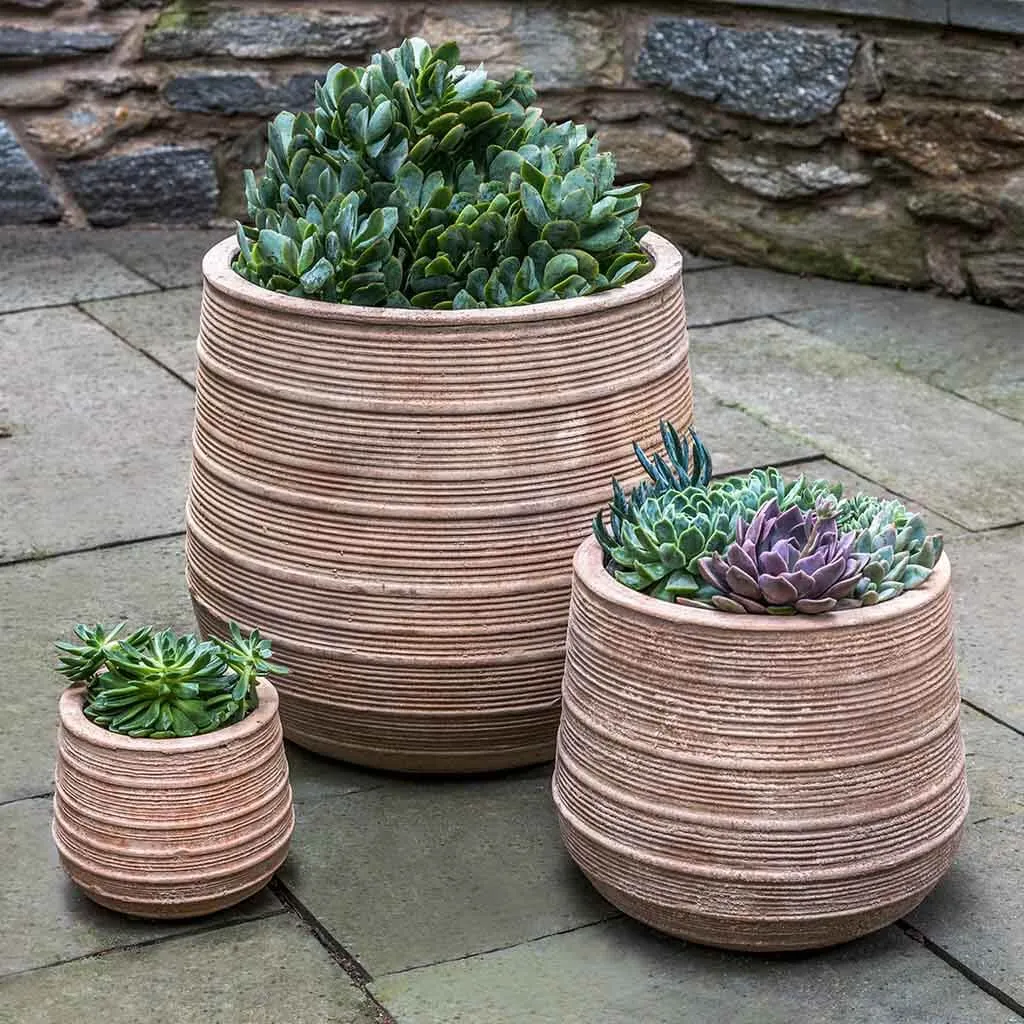 Campania International Madera Planter in Antico Terra Cotta set of 3