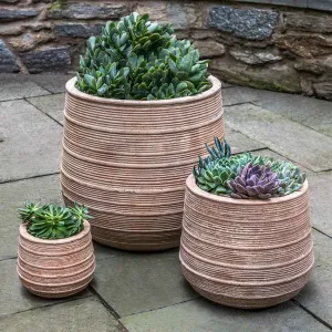 Campania International Madera Planter in Antico Terra Cotta set of 3