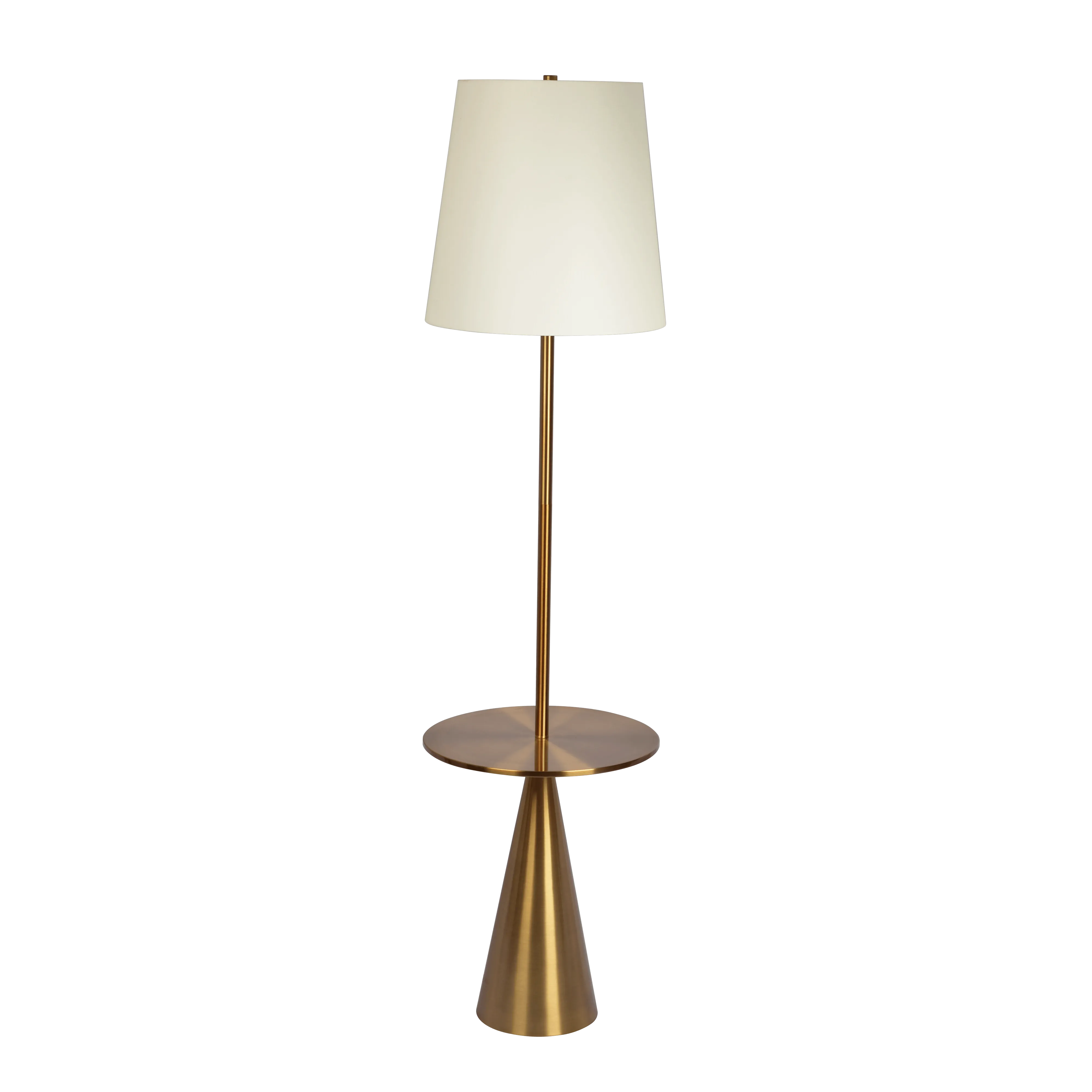 Celestial Modern Floor Lamp with Brass Accent Table with Large White Shade