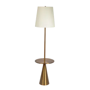 Celestial Modern Floor Lamp with Brass Accent Table with Large White Shade