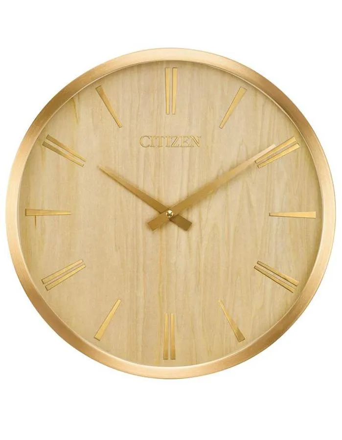 Citizen Gallery Circular Wooden Wall Clock - Light Wood - Gold-tone Accents