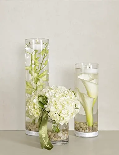 Clovefry Cylindrical Glass Vase for Pillar Candle, Floating Candle or Flower Vase (Cylinder Vase) for Living Room Home Decor, Table Centerpiece,Wall Shelf Decoration (15cm Tall,Clear - Pack of 1)