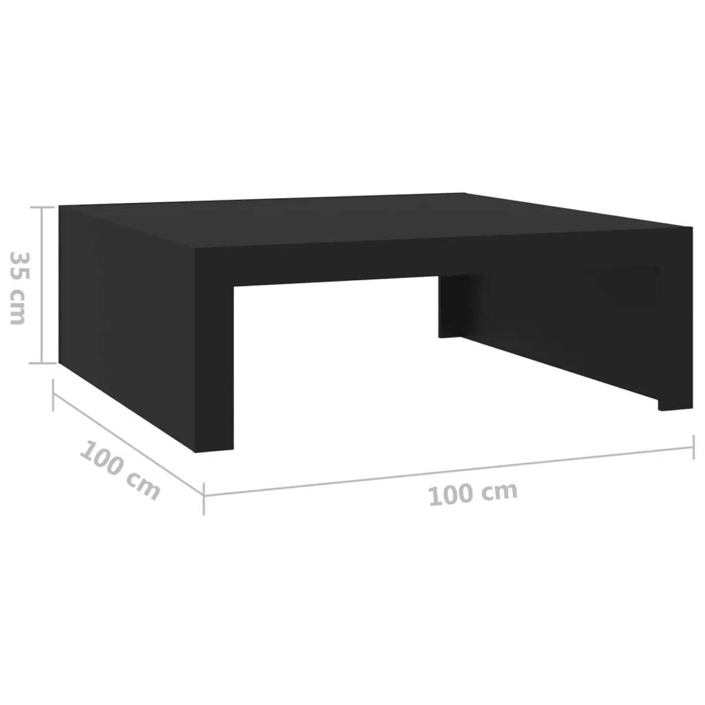 Coffee Table Black 100x100x35 cm Engineered Wood