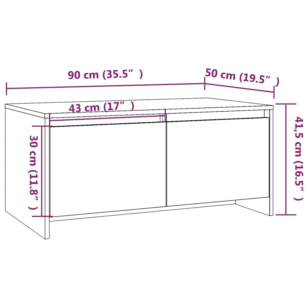 Coffee Table White 90x50x41.5 cm Chipboard