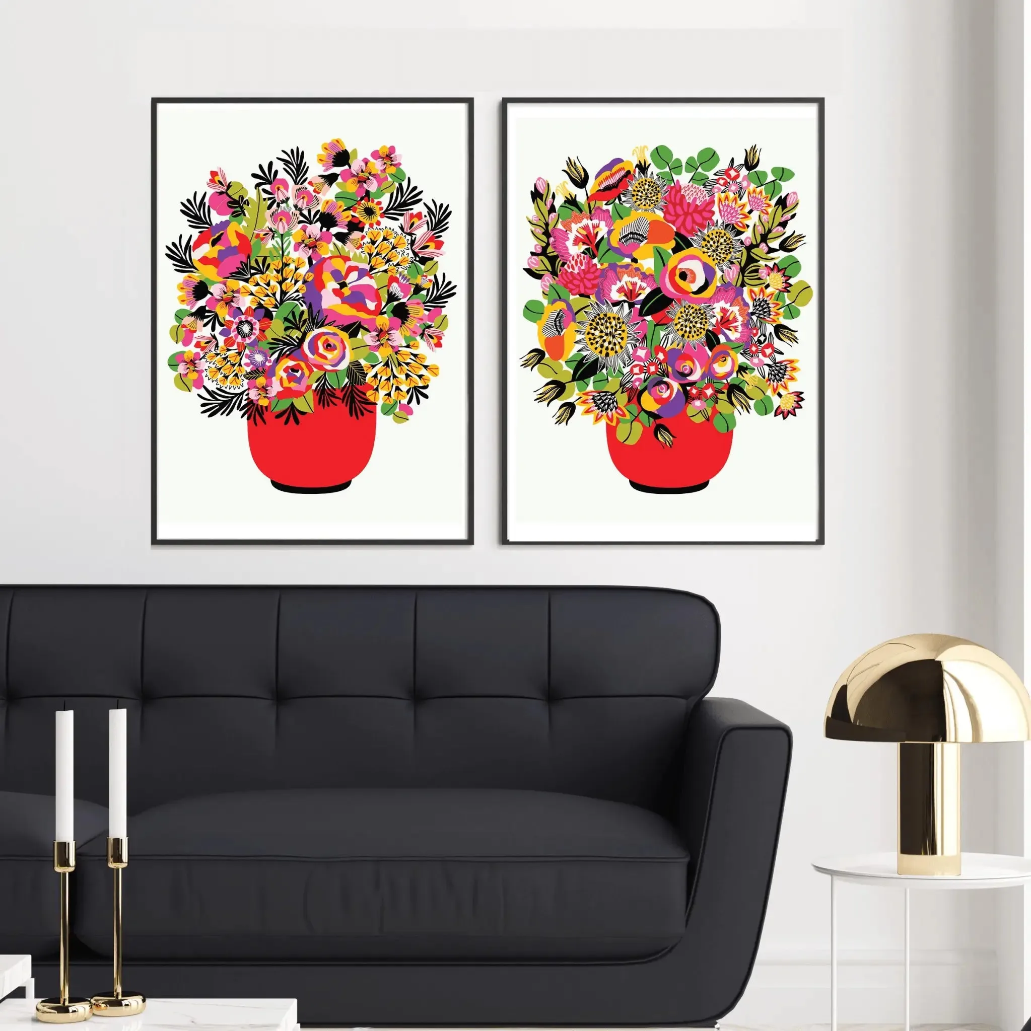 Colour Pop Modern Flower Wall Art Prints