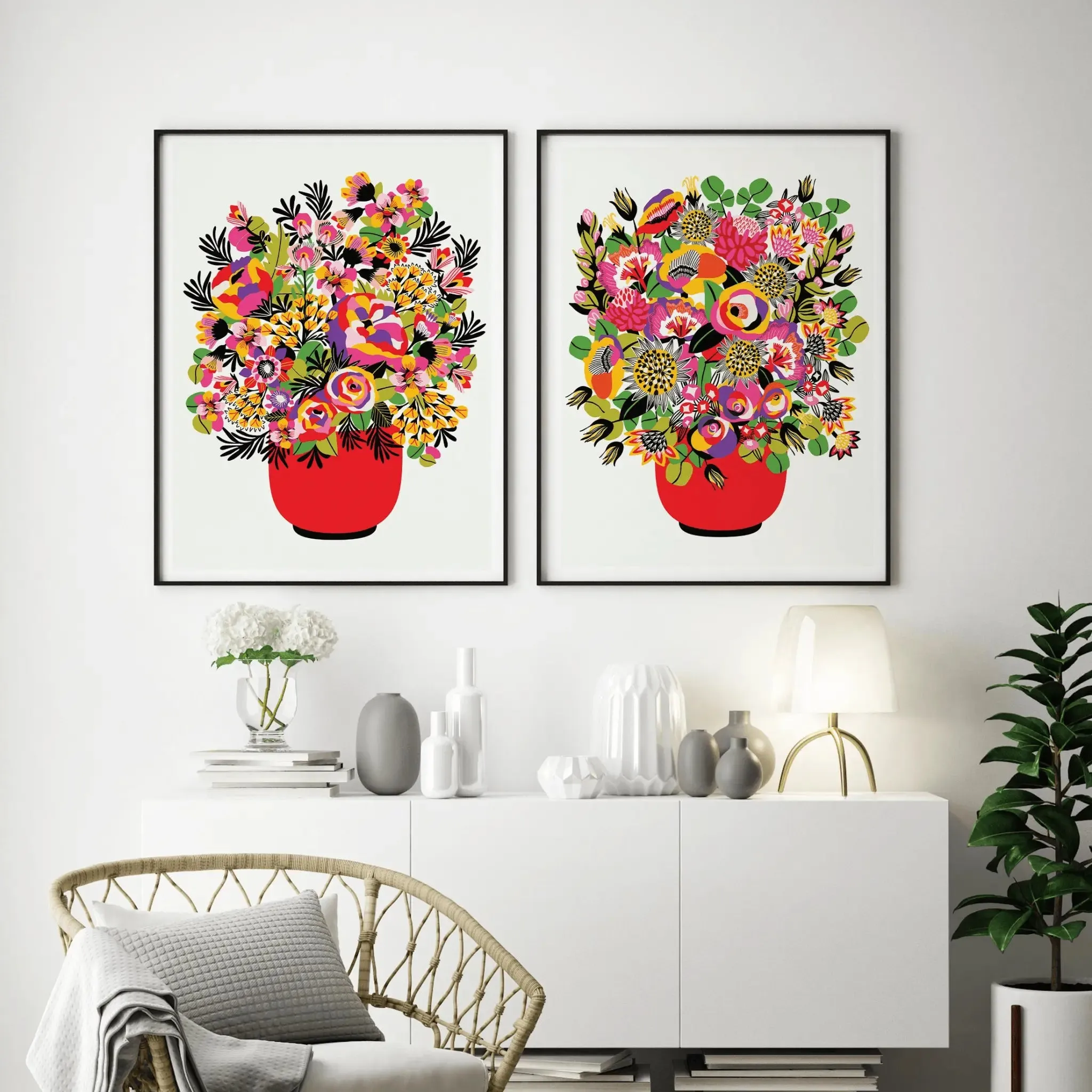 Colour Pop Modern Flower Wall Art Prints