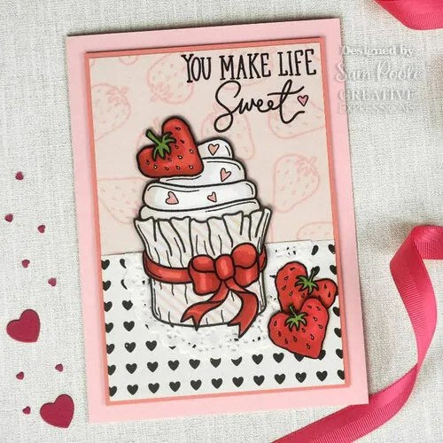 Creative Expressions 6"x 4" Clear Stamp Set By Sam Poole - Cupcake Kisses*