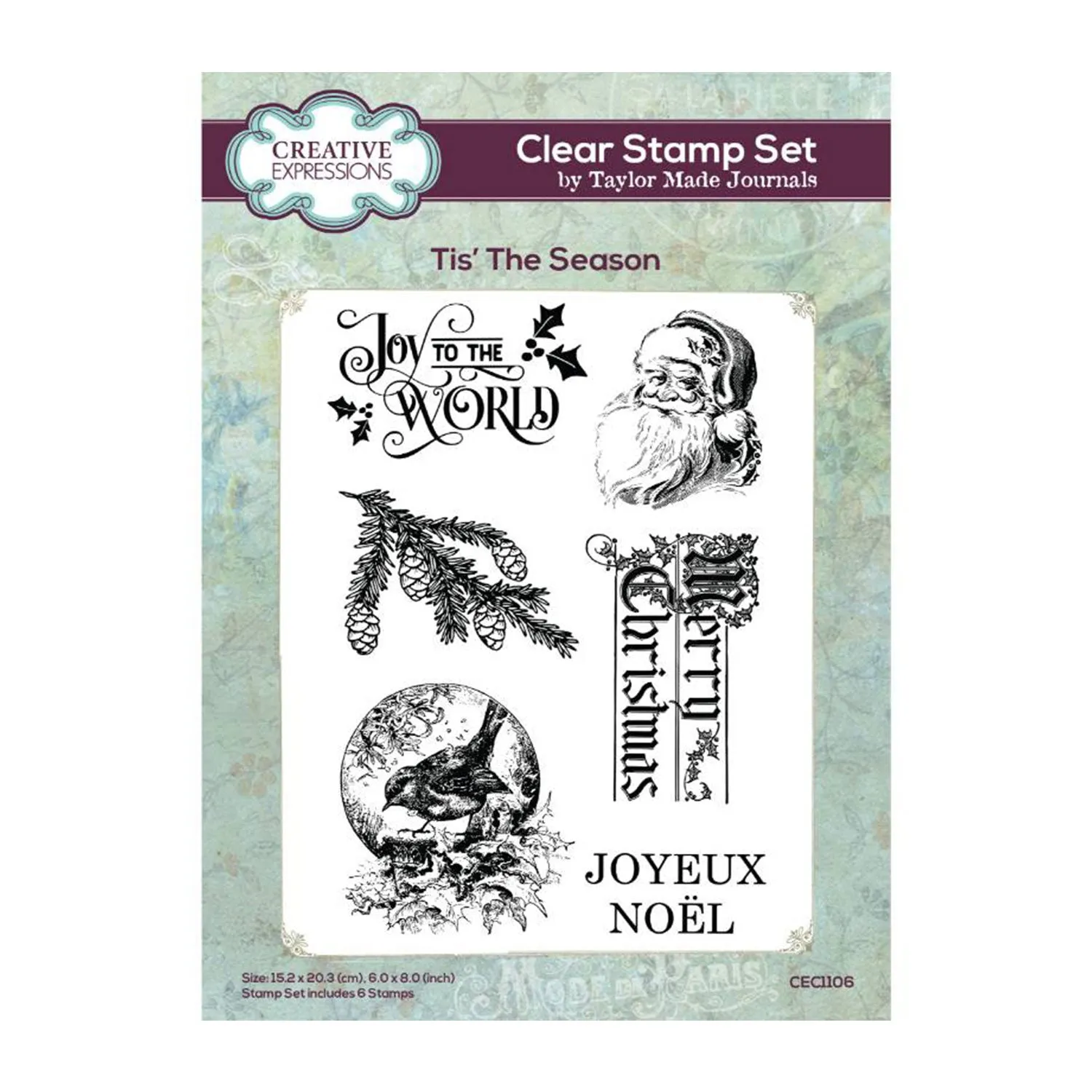 Creative Expressions Taylor Made Journals Clear Stamp 6"x 8" - Tis The Season