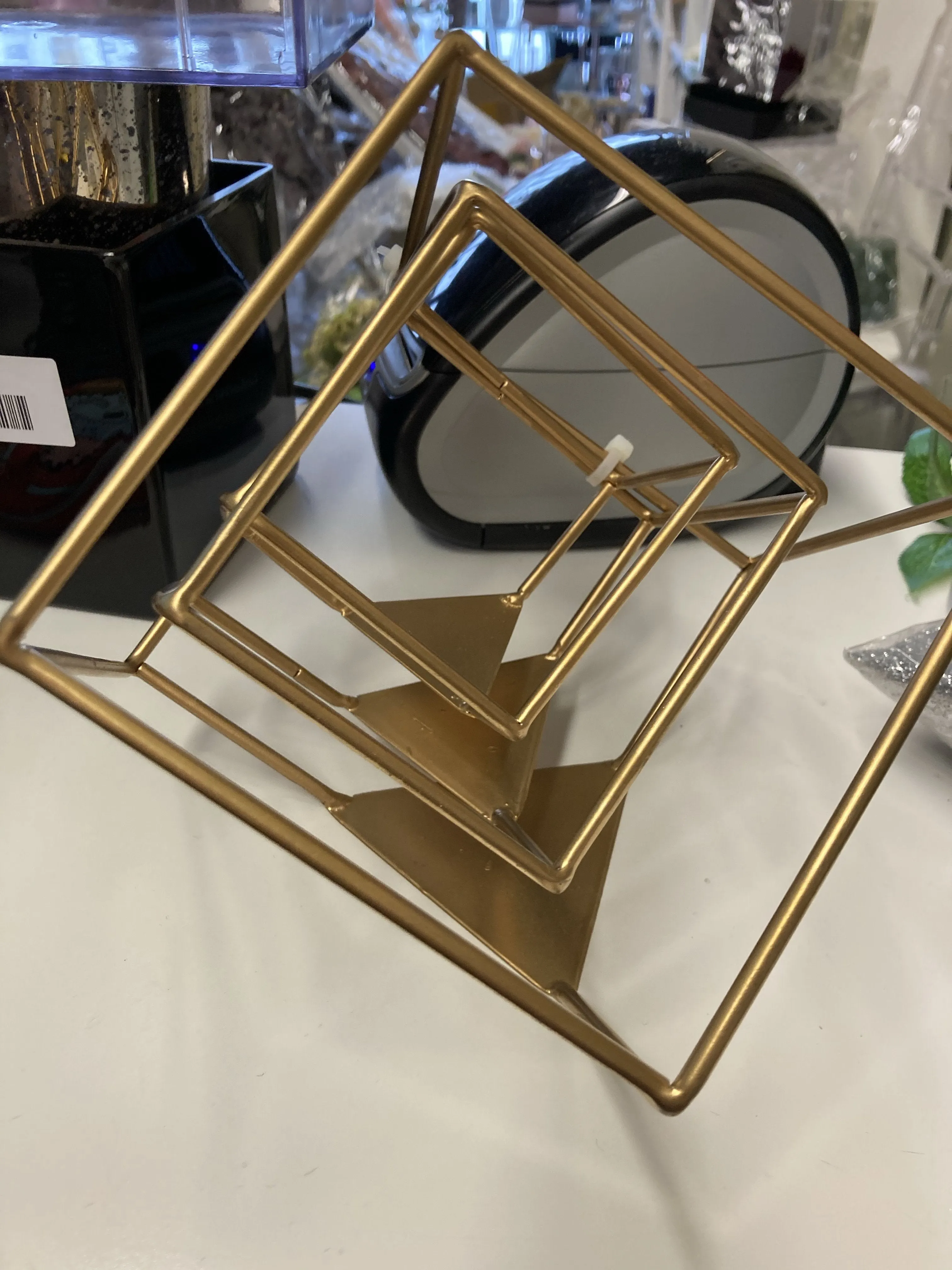 Cube Stand Gold set of 3 Geometric 5” 3.5” and 3”