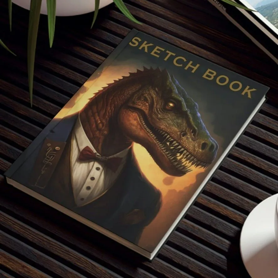 Dinosaur Sketch Book - Hat - Hard Backed Journal