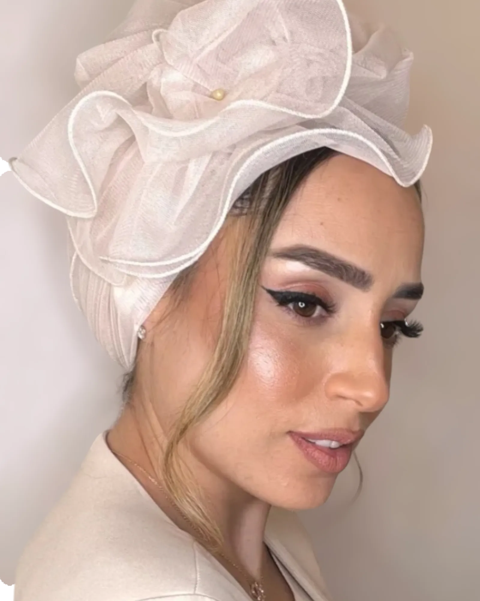 Elegant Turban Hat with Tulle