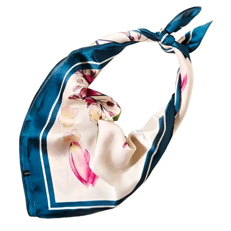 Flower Pattern Silky Scarf Wrap