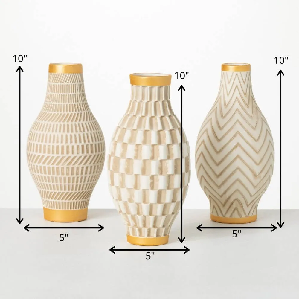 Geometric Gold Trimmed Vases