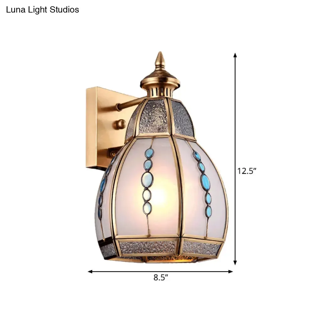 Gourd-Shaped Wall Sconce with Water and White Glass in Brass - Traditional Design