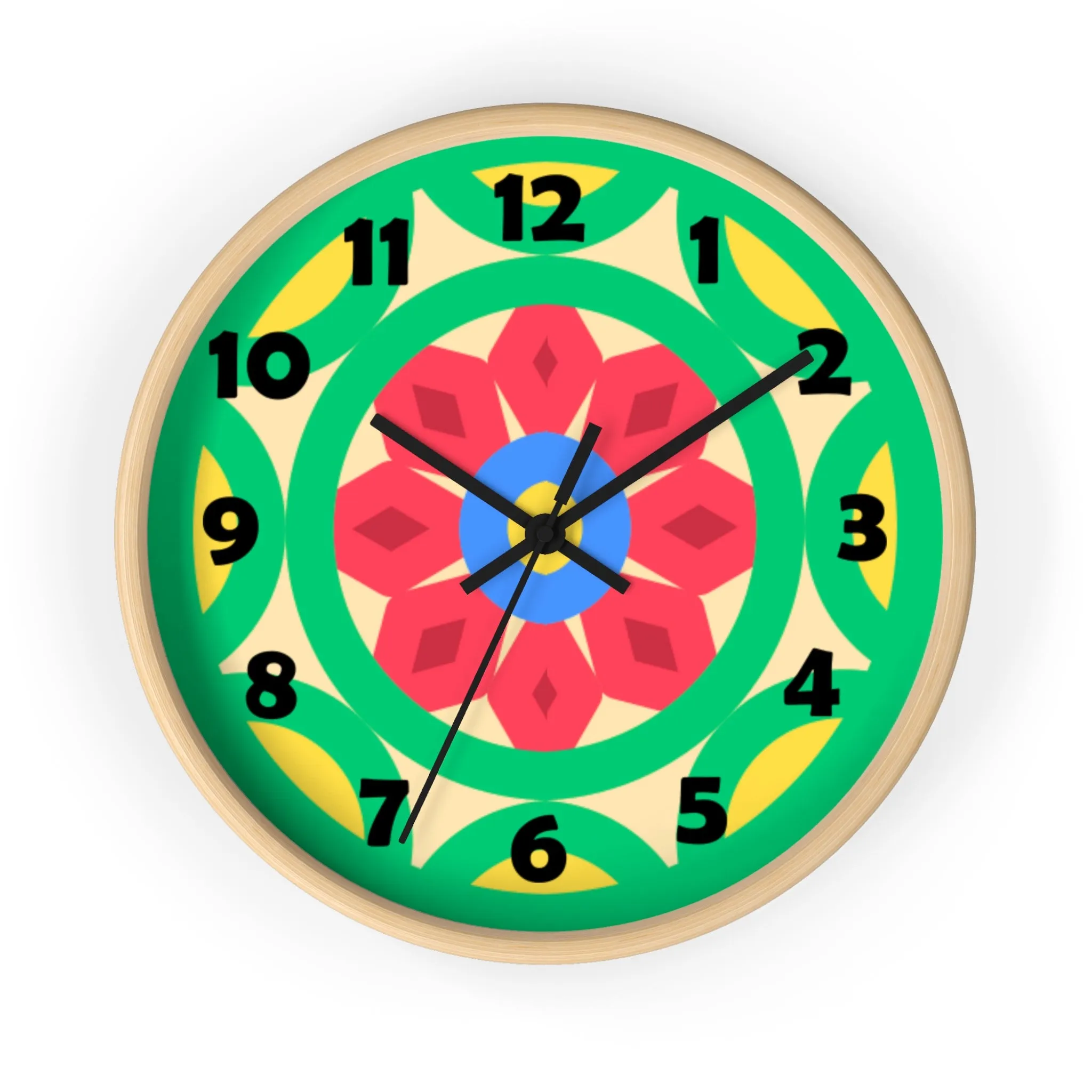 Green Mandala Wall Clock