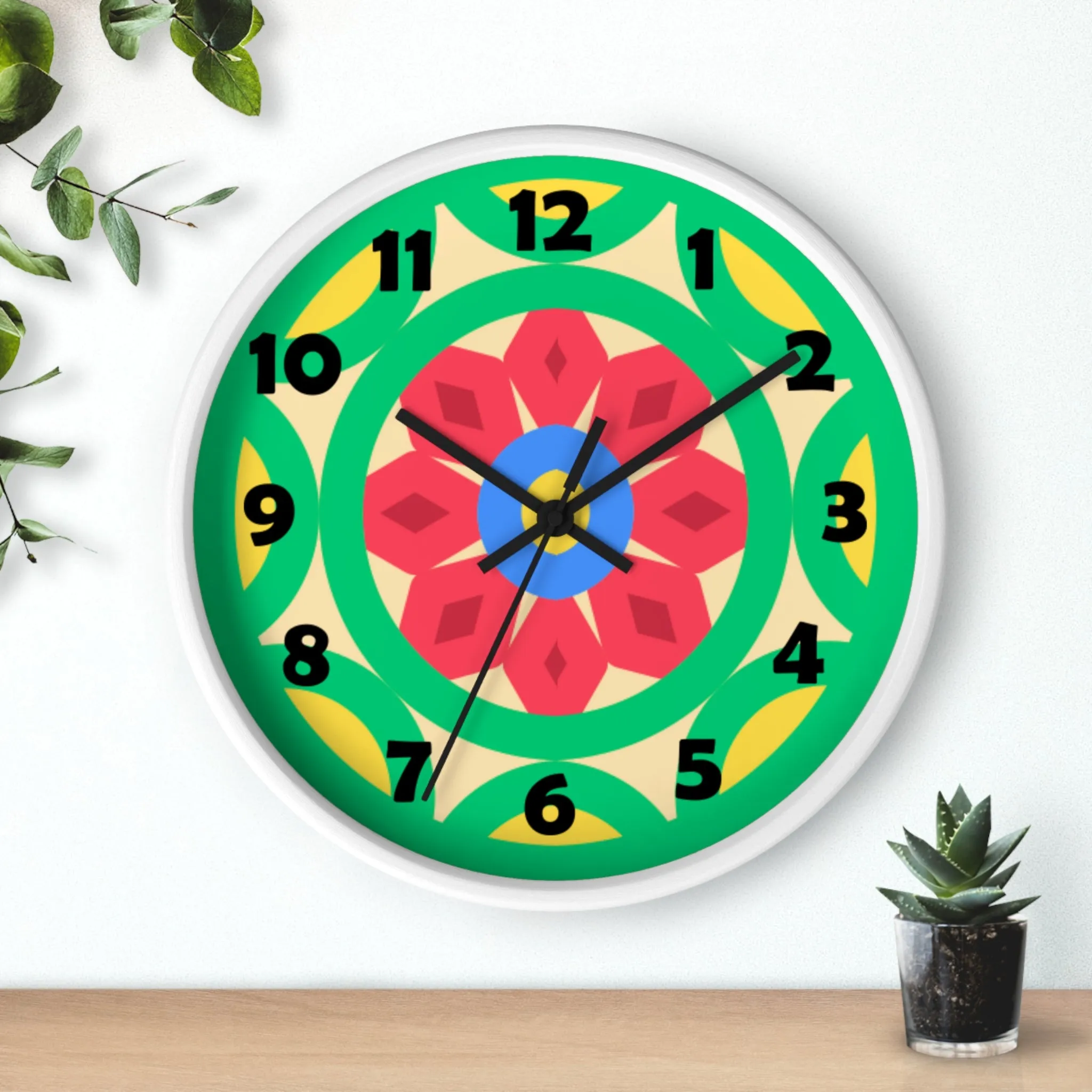 Green Mandala Wall Clock