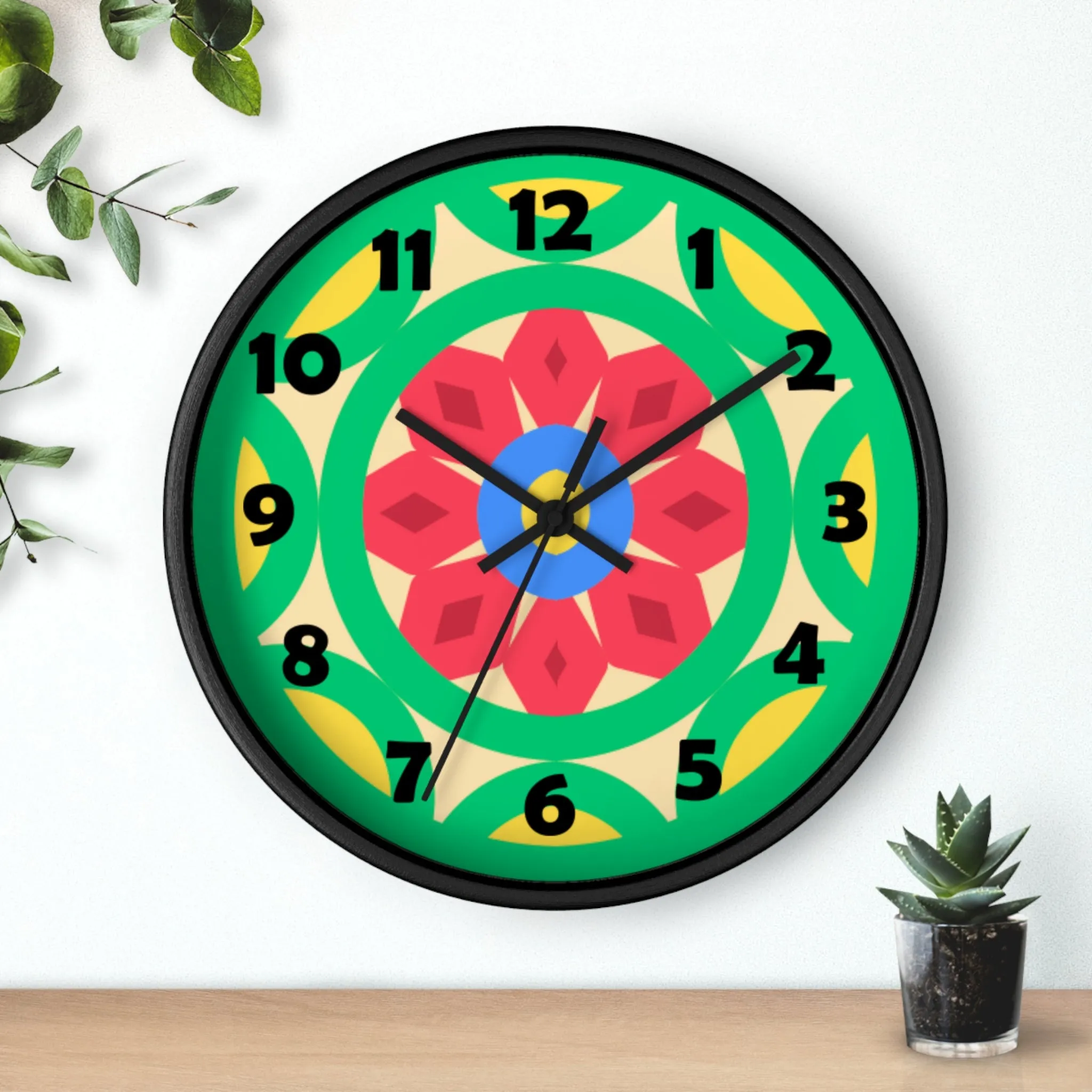 Green Mandala Wall Clock