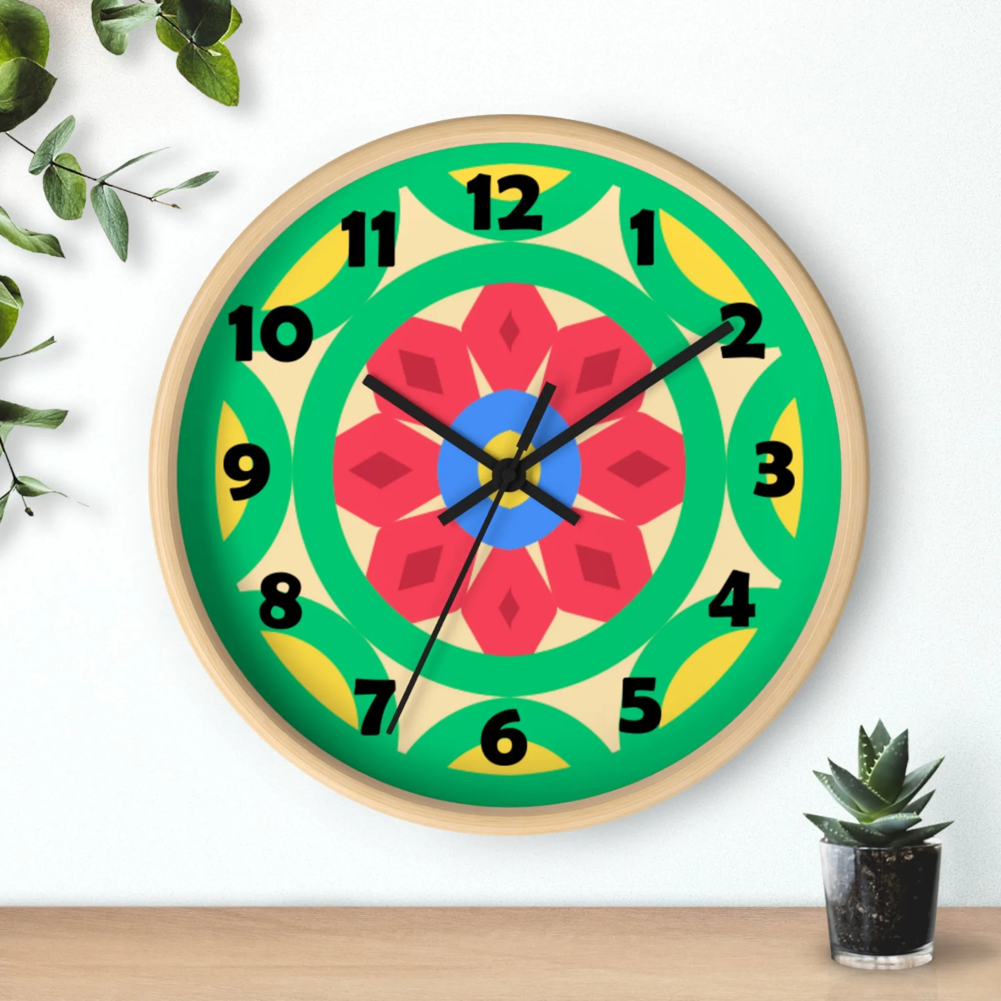 Green Mandala Wall Clock