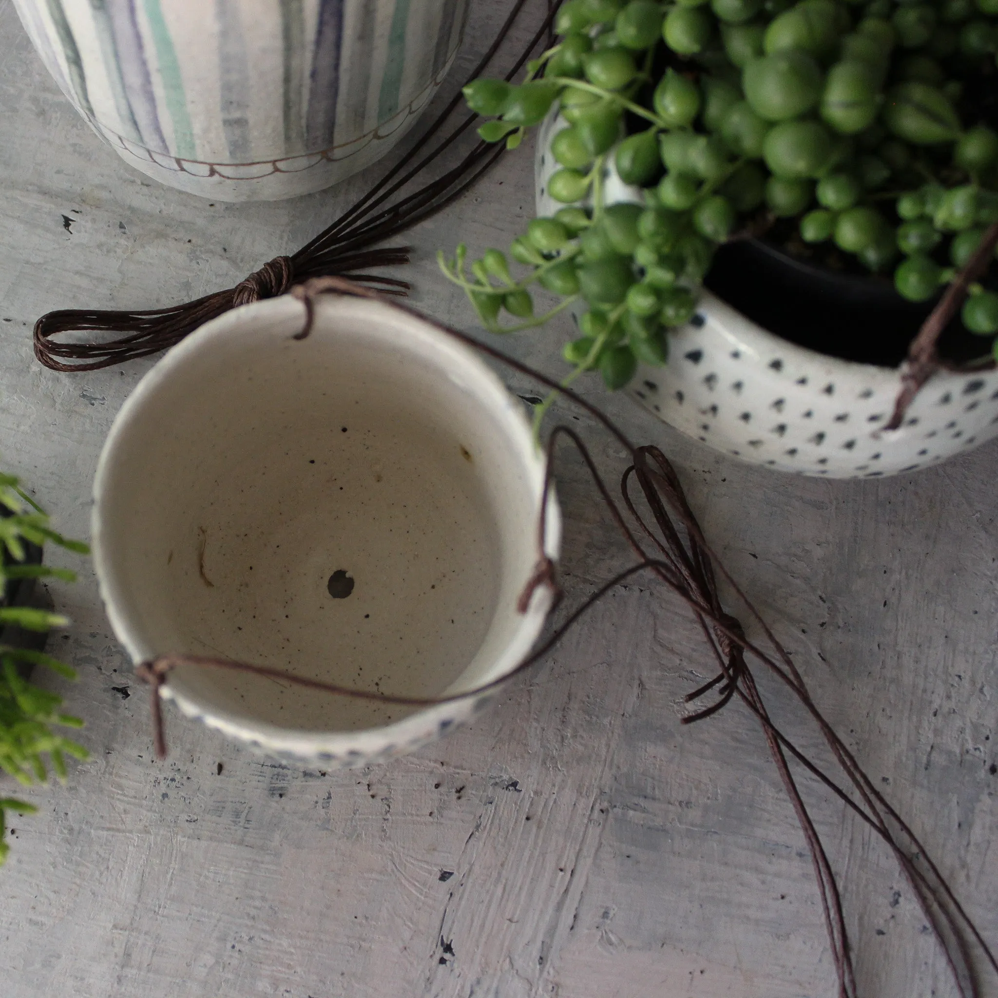 Hanging Ceramic Planters Pattern Detail