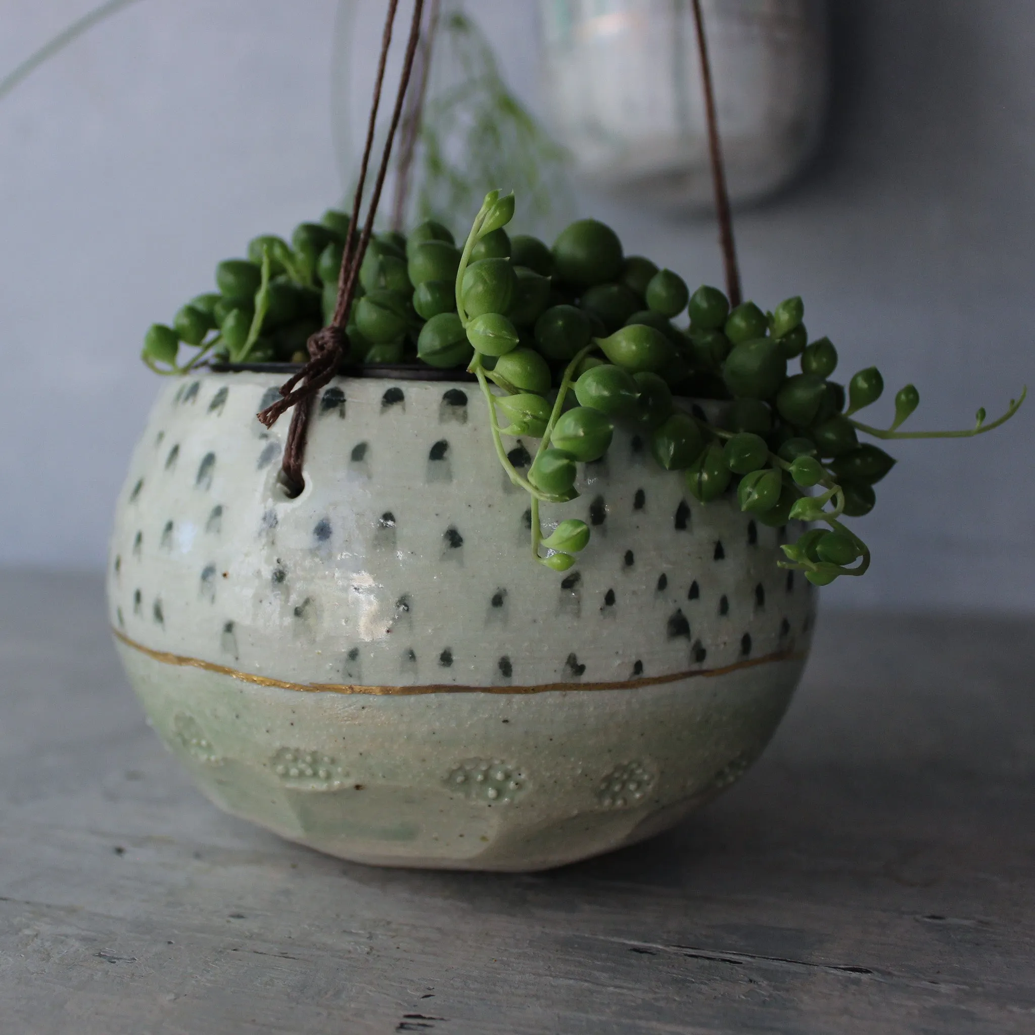 Hanging Ceramic Planters Pattern Detail