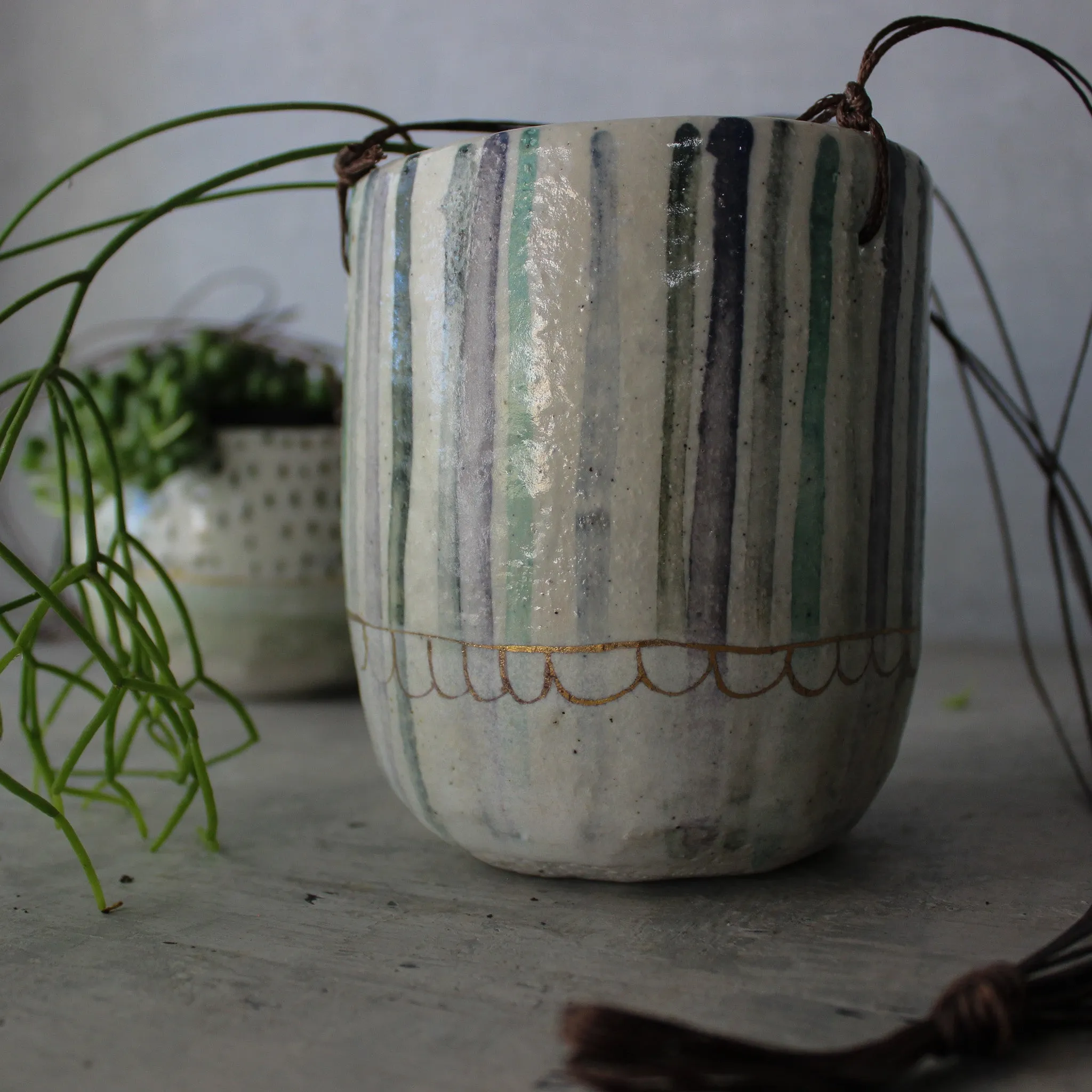 Hanging Ceramic Planters Pattern Detail