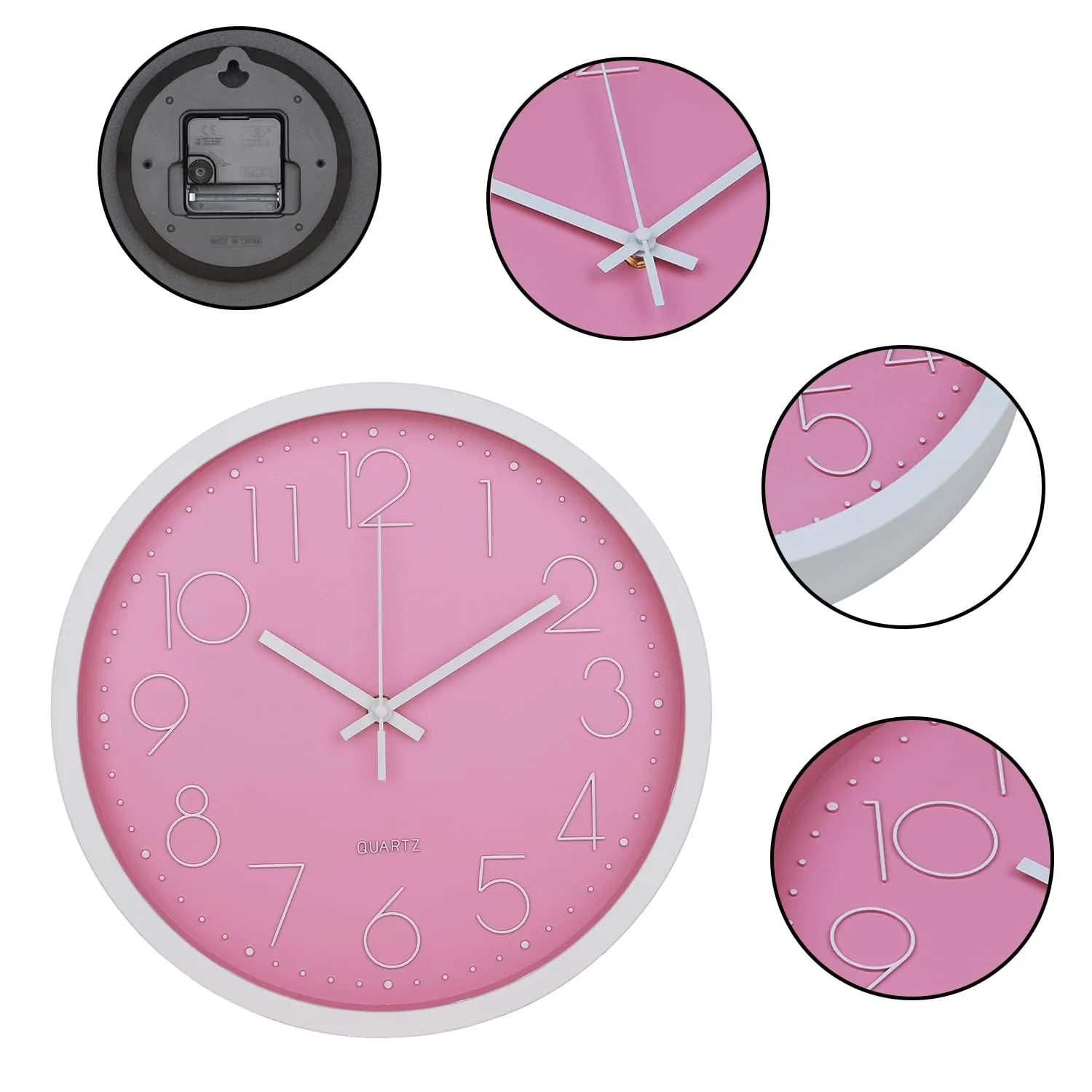 Homestic Wall Clock | Fancy Watch Wall Clocks | Office Wall Clock | Clock for Living Room | Clock for Bedroom | Clock for Hall | Machinery-Quartz | 12 Inch | 2019-E Pink